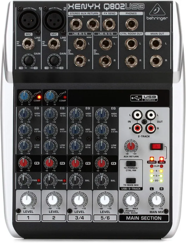 Behringer XENYX Q802USB console mixage 8 canaux USB +48V