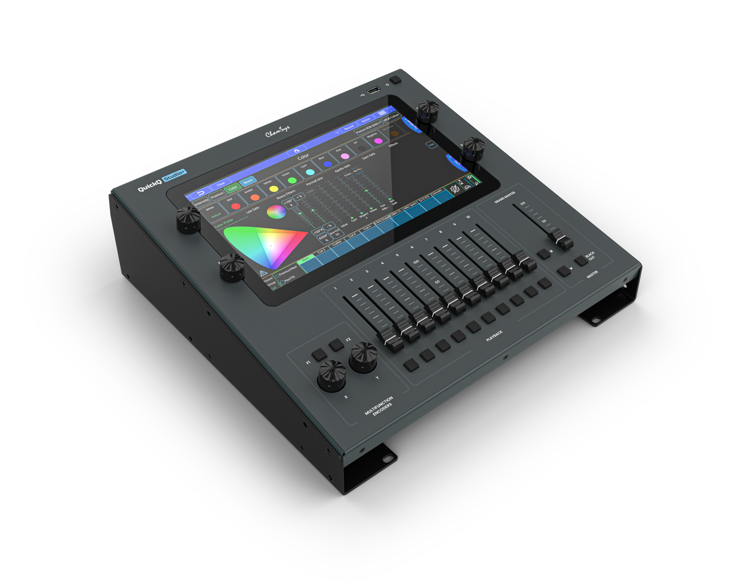 ChamSys QuickQ Studio+ console DMX 4 univers tactile rack