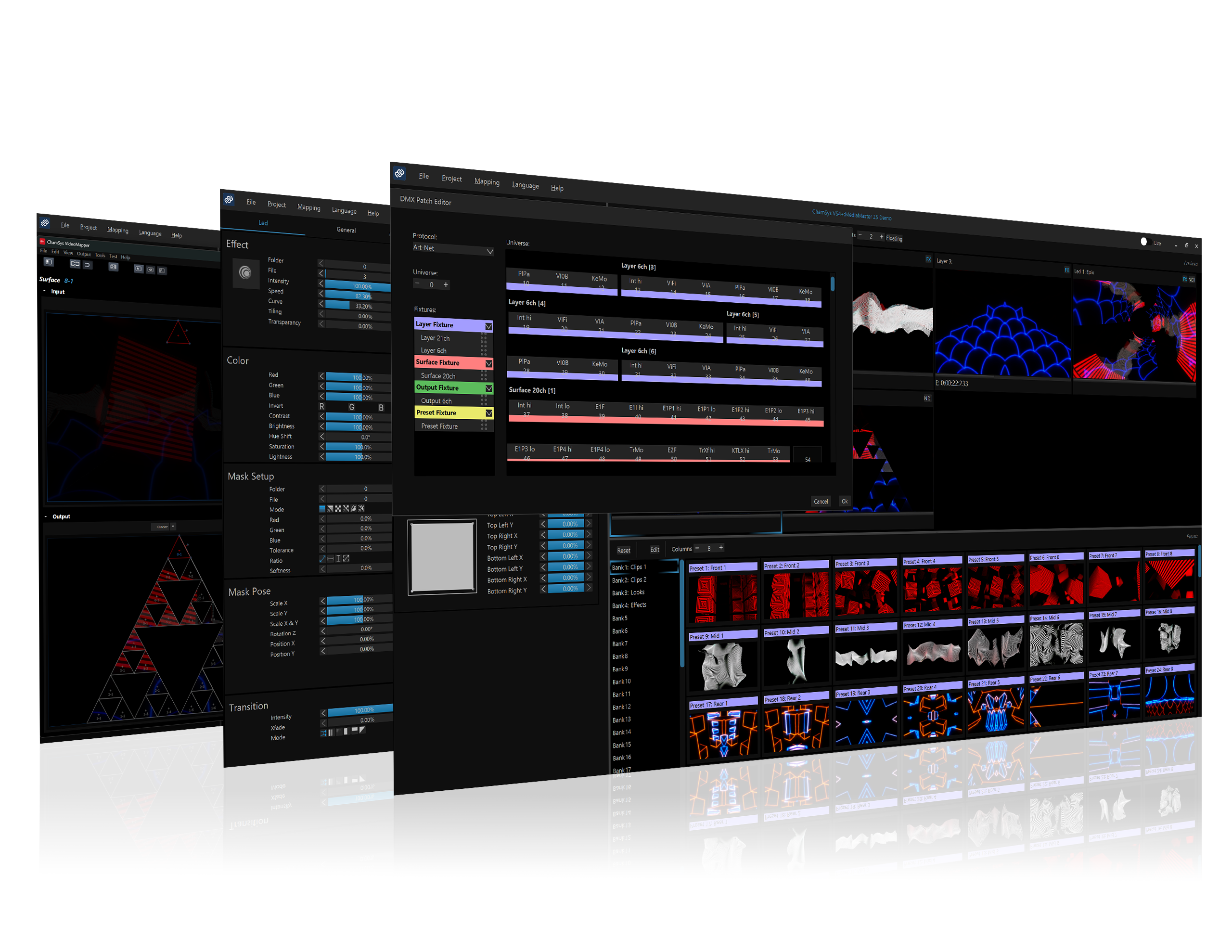 Chamsys MediaMaster logiciel vidéo contrôle DMX mapping LED