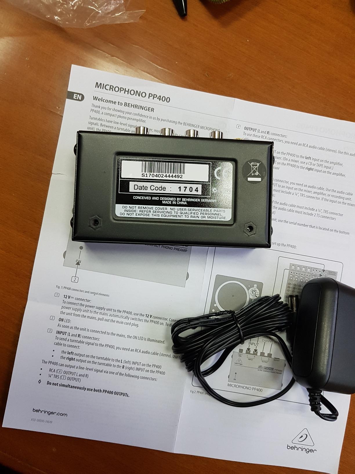 Behringer PP400 Microphono préampli phono MM RCA