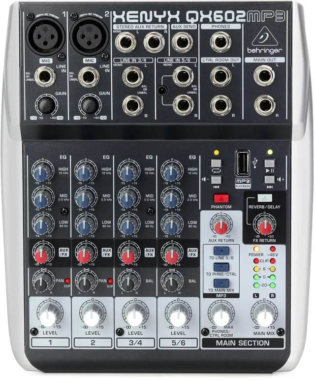 Behringer Xenyx QX602MP3 console de mixage 6 entrées MP3