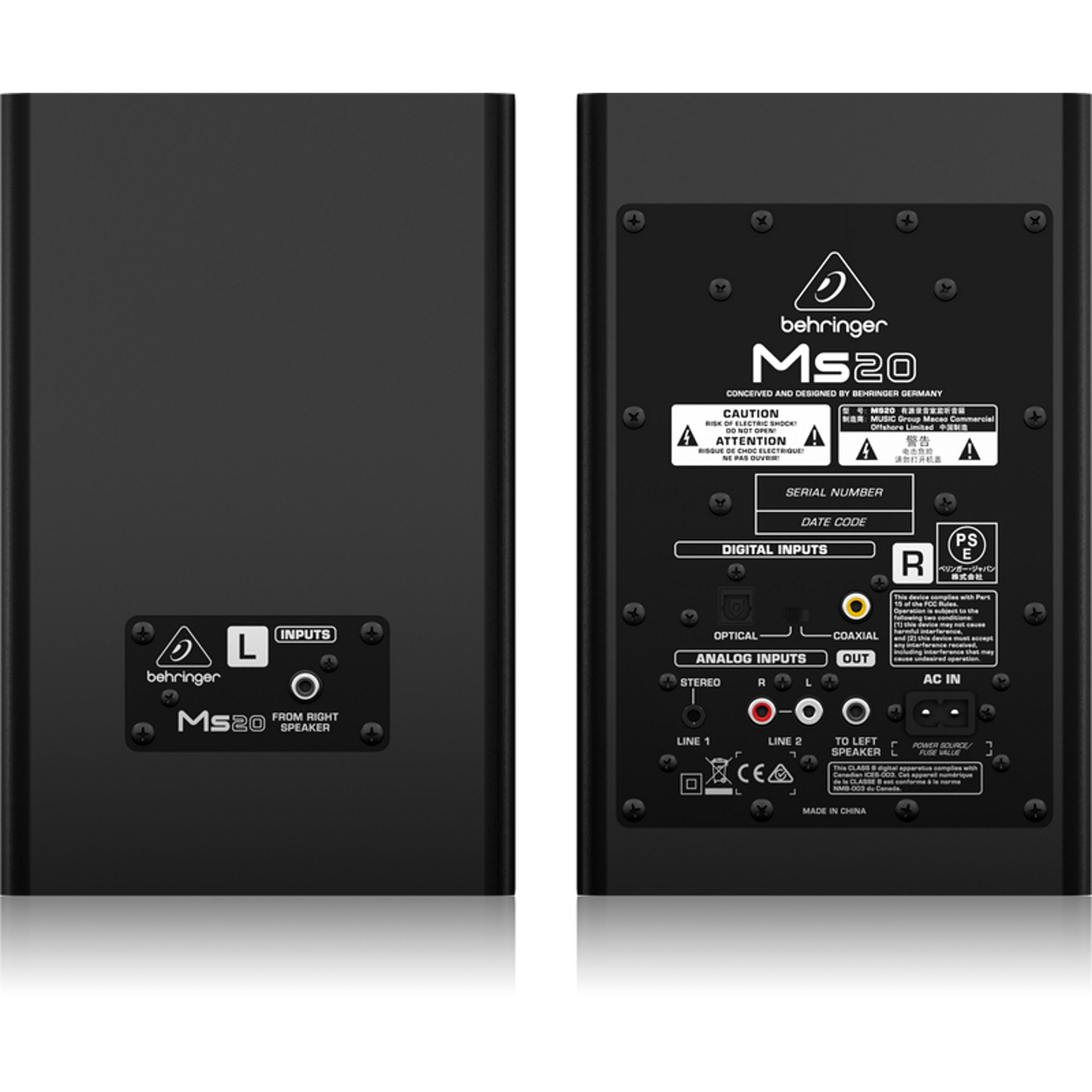 Behringer MS20 enceintes monitoring 20 W S/PDIF paire