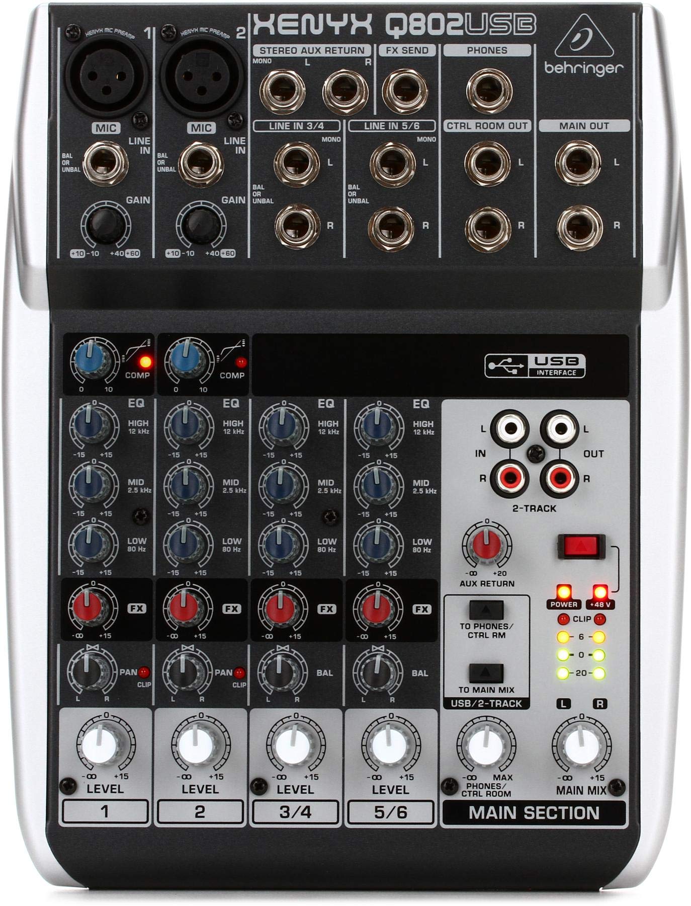 Behringer Xenyx Q802USB table mixage 8 voies USB